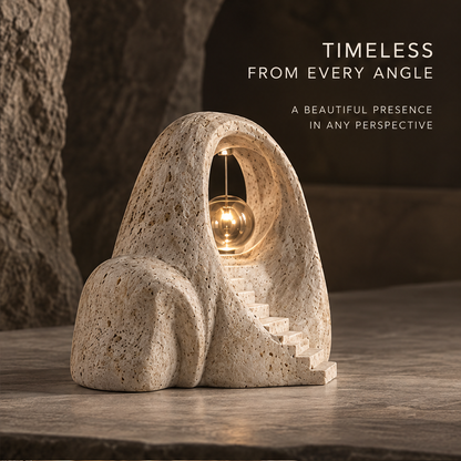 Rear angle of the organic cream arch and recessed orb