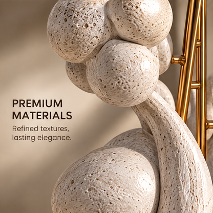 Alternate angle showing layered rounded clusters and gold-tone framework
