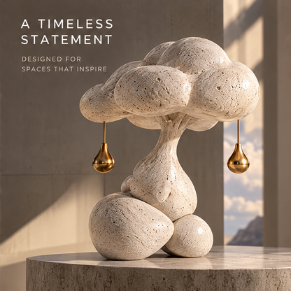 Close-up of the closed-eyed resting figure and textured cream finish